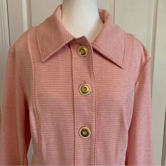 CAbi Take 5 Long Topper Jacket Coat Pink Tweed Button Front Sz M Career Stretch - Picture 7 of 15